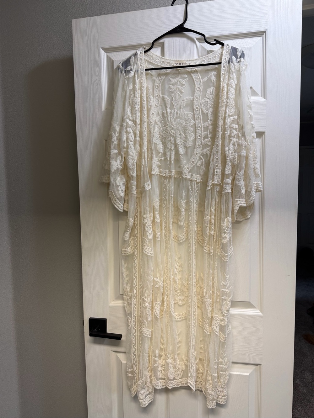 POL Cream Lace Boho Duster